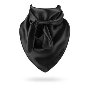 Black Wild Rag Large Scarf 35x35 Inches Silk Feel Polyester Western Accessory Co